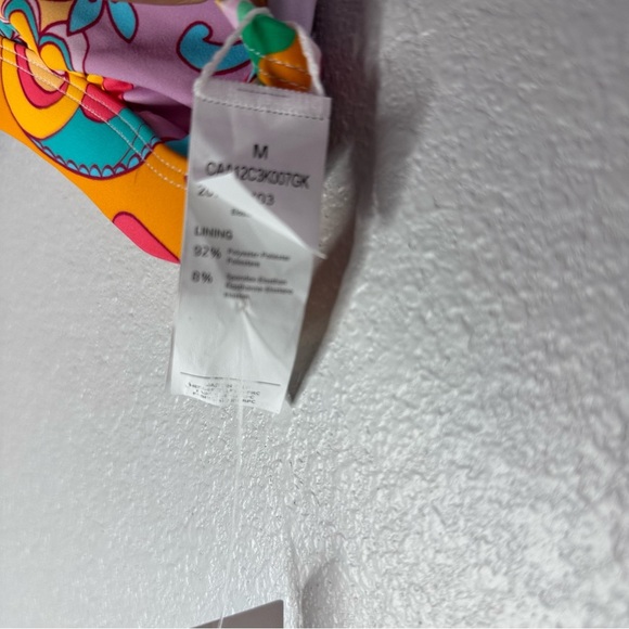 New Boho Wavy Striped Strappy V-Neck Top Cutout Bikini Size M - Picture 3 of 10